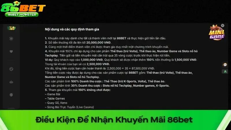Khuyến mãi 86bet dành cho thành viên mới
